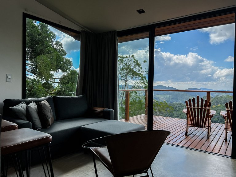 Casa com vista cinematográfica silêncio e natureza