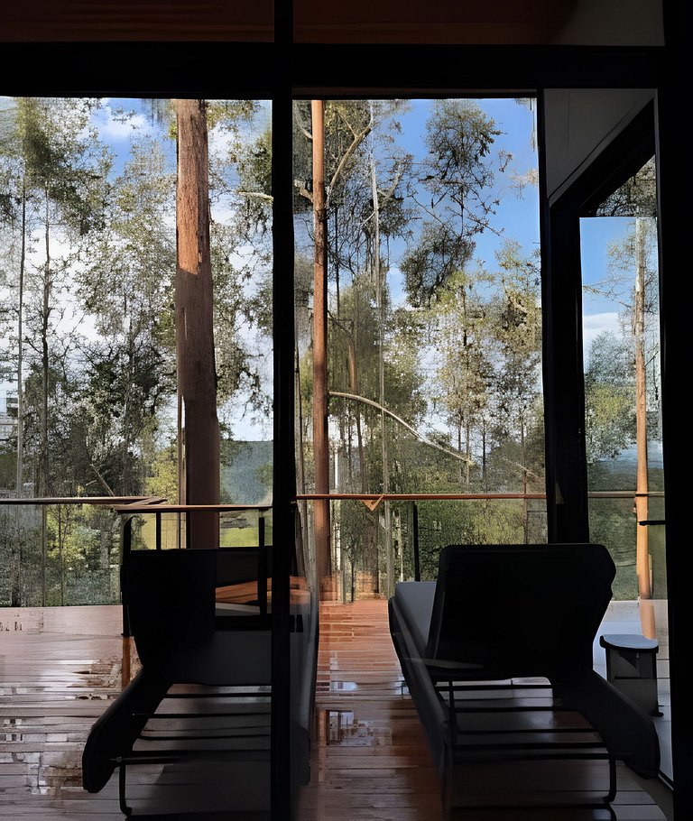 Casa na árvore ofurô + vista nas montanhas | única