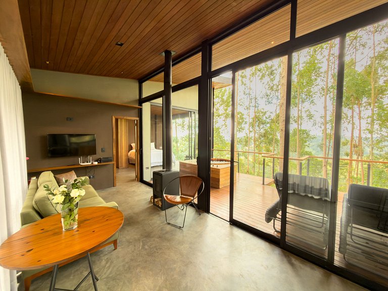 Casa na árvore ofurô + vista nas montanhas | única